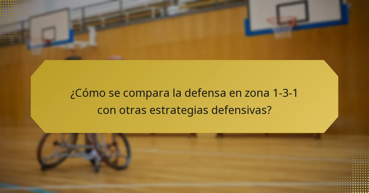 ¿Cómo se compara la defensa en zona 1-3-1 con otras estrategias defensivas?